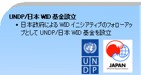 UNDP/日本WID基金設立	日本政府によるWIDイニシアティブのフォローアップとしてUNDP/日本WID基金を設立 