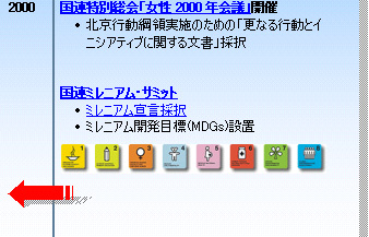 2000 国連特別総会「女性2000年会議」開催 	北京行動綱領実施のための「更なる行動とイニシアティブに関する文書」採択   国連ミレニアム・サミット 	ミレニアム宣言採択 	ミレニアム開発目標(MDGs)設置 